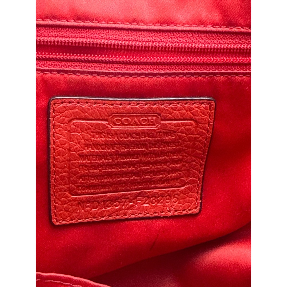 Coach Taylor Signature Tote Khaki Red Leather Trim Shoulder Bag F23295 - Picture 8 of 8